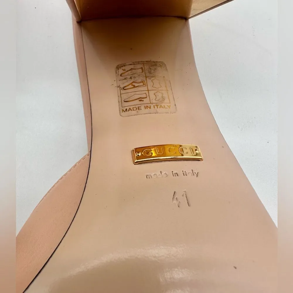 Gucci Baby Horsebit Block Heel Slide Mules Leather In Pink Rose EU 41 US 11 - Picture 12 of 13